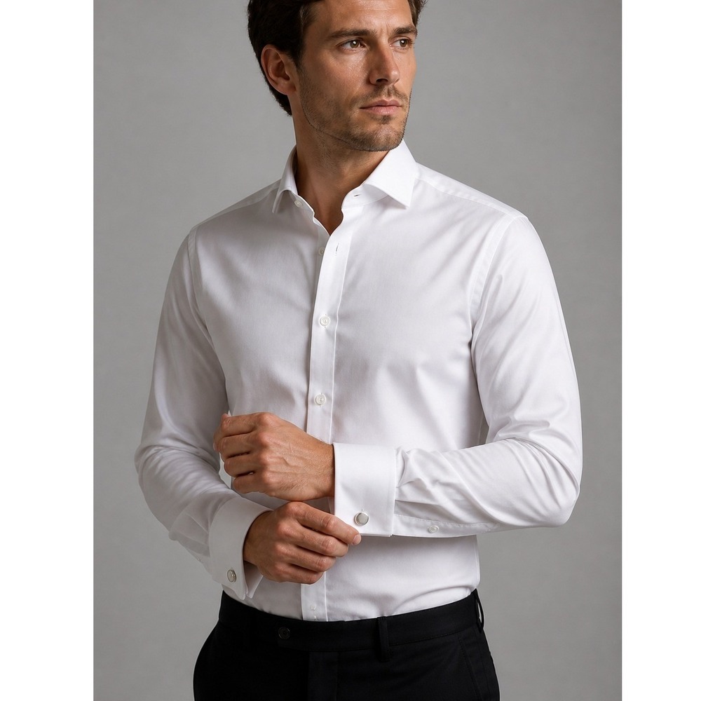 NWOT Hugo Hugo Boss White Slim Fit French Cuff Dress Shirt Katthew 2XL (18)